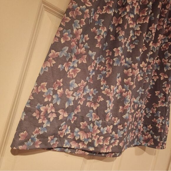 Gray leaf print stretchy midi skirt L - Picture 3 of 4